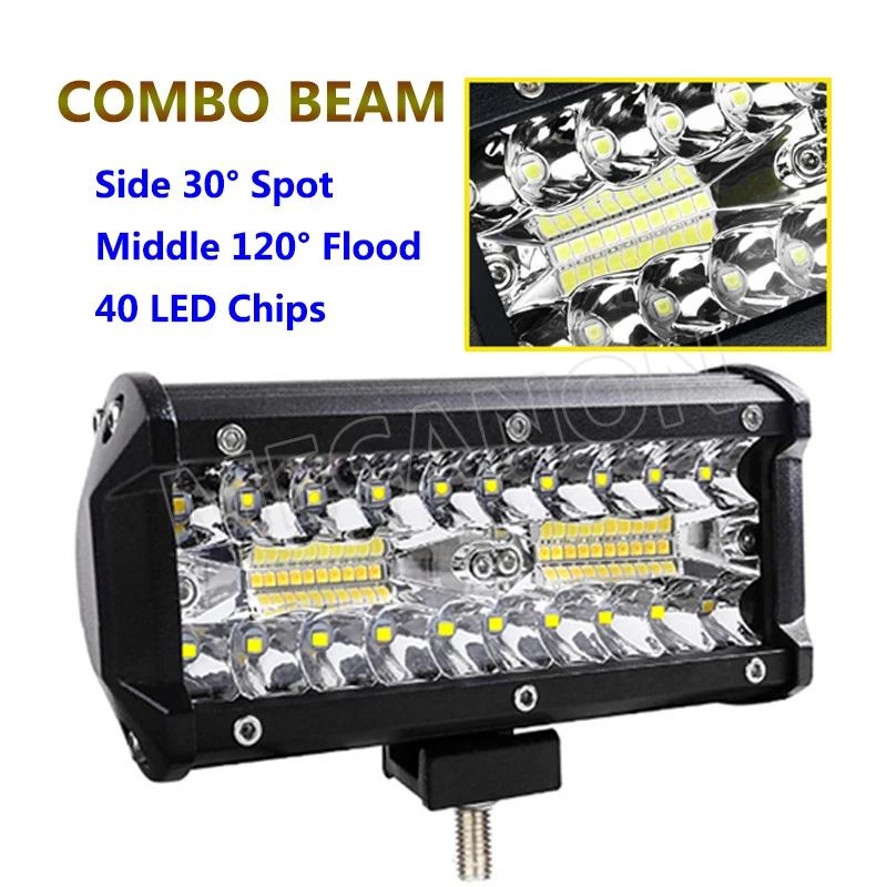 7-calowa lampa robocza LED Combo o mocy 120 W do Niva Offroad 4x4 JEEP SUV ATV Motocykl Ciężarówka Łódź Lampa 12V 24V