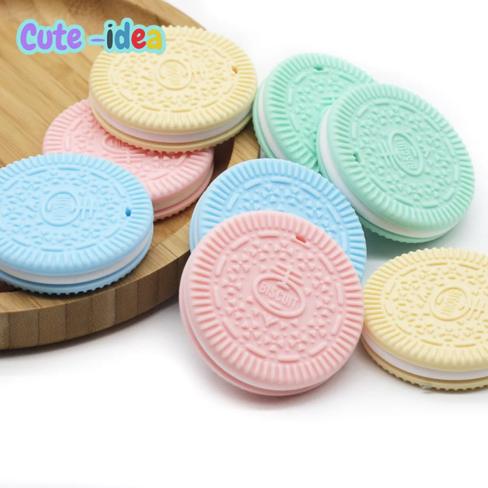 Cute-idea 1pc Silicone Beads Cookies Teether Baby Nusring Pacifier Food Grade Teething BPA FREE DIY Accessory Baby Product Toy