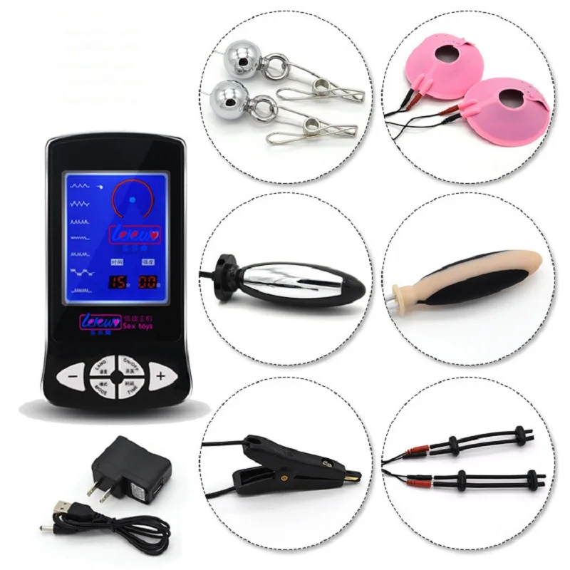 Electric Shock Penis Ring Electro Stimulation Electric Shock Cock Ring Medical Therapy Massager Sex Toys for Men Silicone