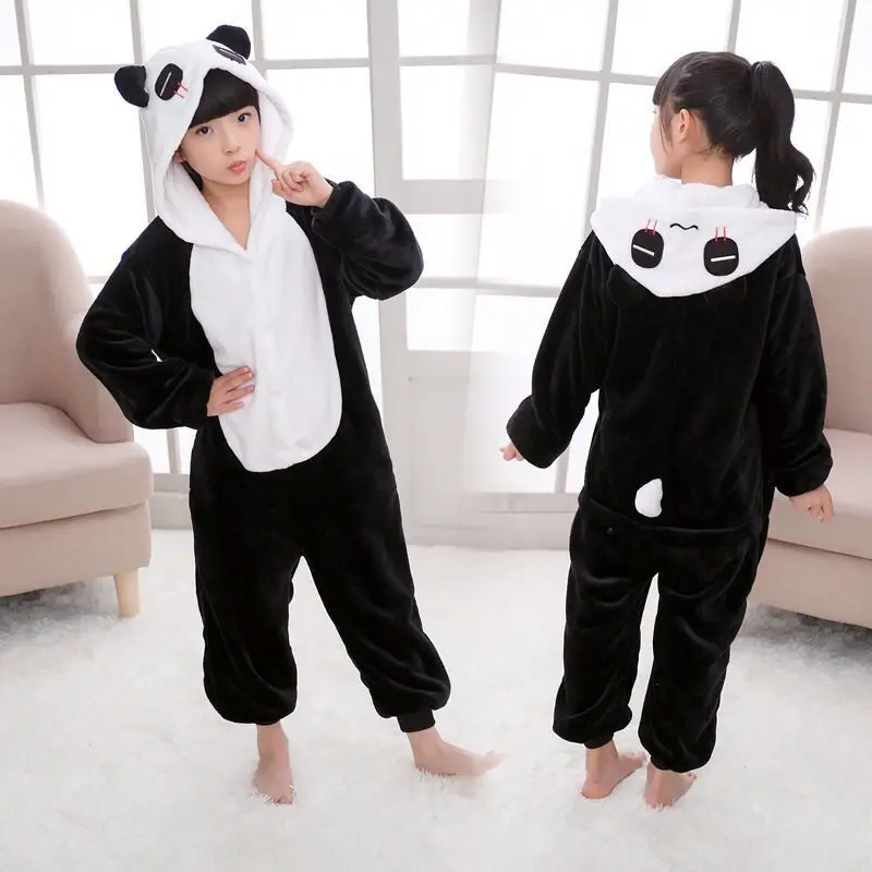 One Piece Hooded Jumpsuits for Adult Baby Girl Clothes Children Panda Pajamas Winter Animal Onesies Cartoon Sleepwear Pyjamas