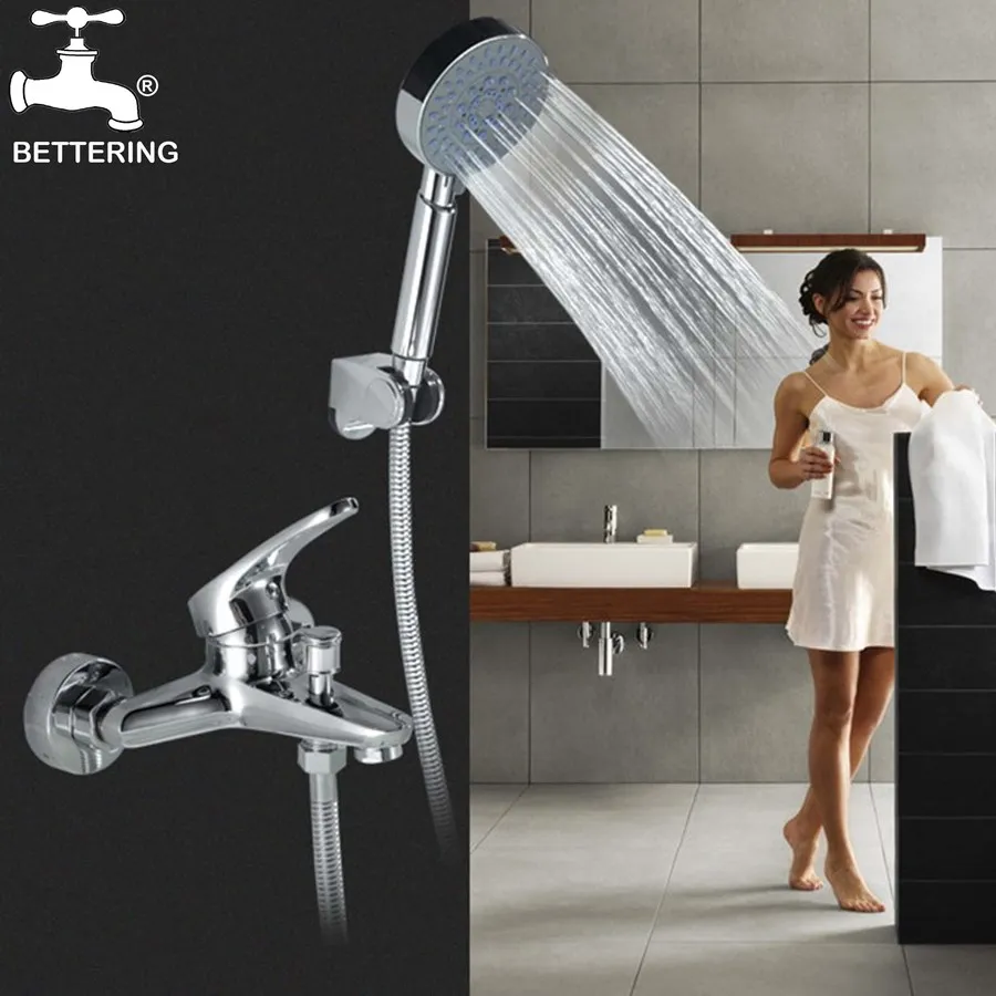 Bathtub Faucets Bathroom Mixer Faucet Cold and Hot Trough Shower Mixer Bath Stream Tap Thermostatic Switch Wall Mounted Faucets