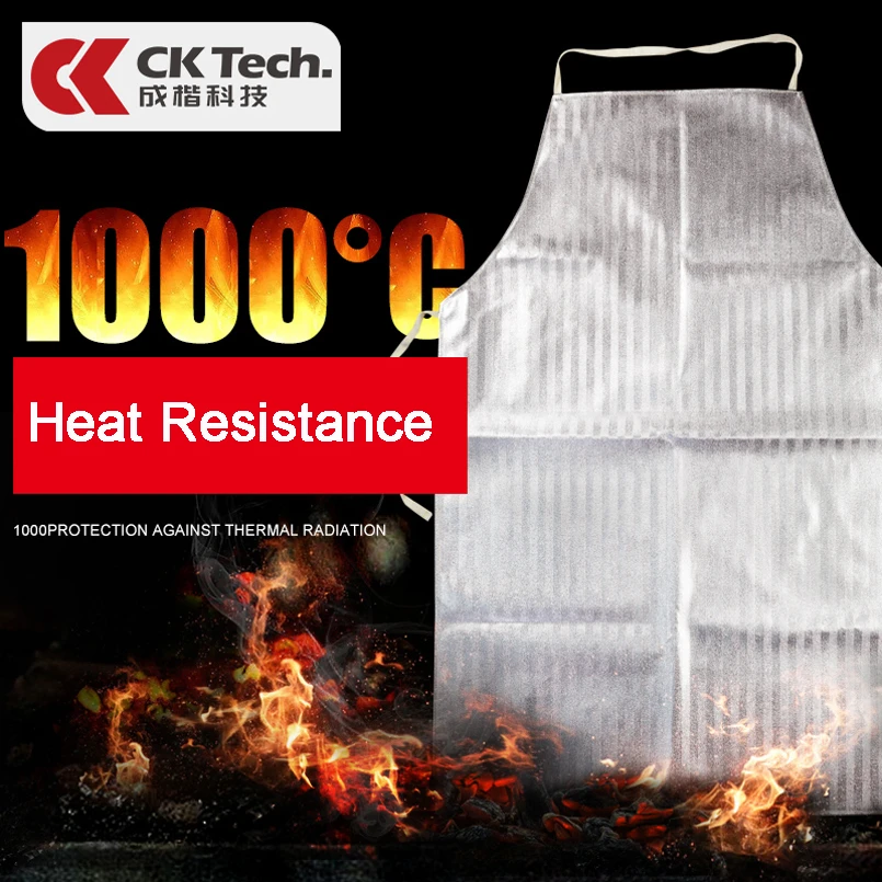 Ck tech. resistente ao calor 1000 graus avental aluminizado, folha de alumínio, trabalho de alta temperatura, resistência térmica, radiação