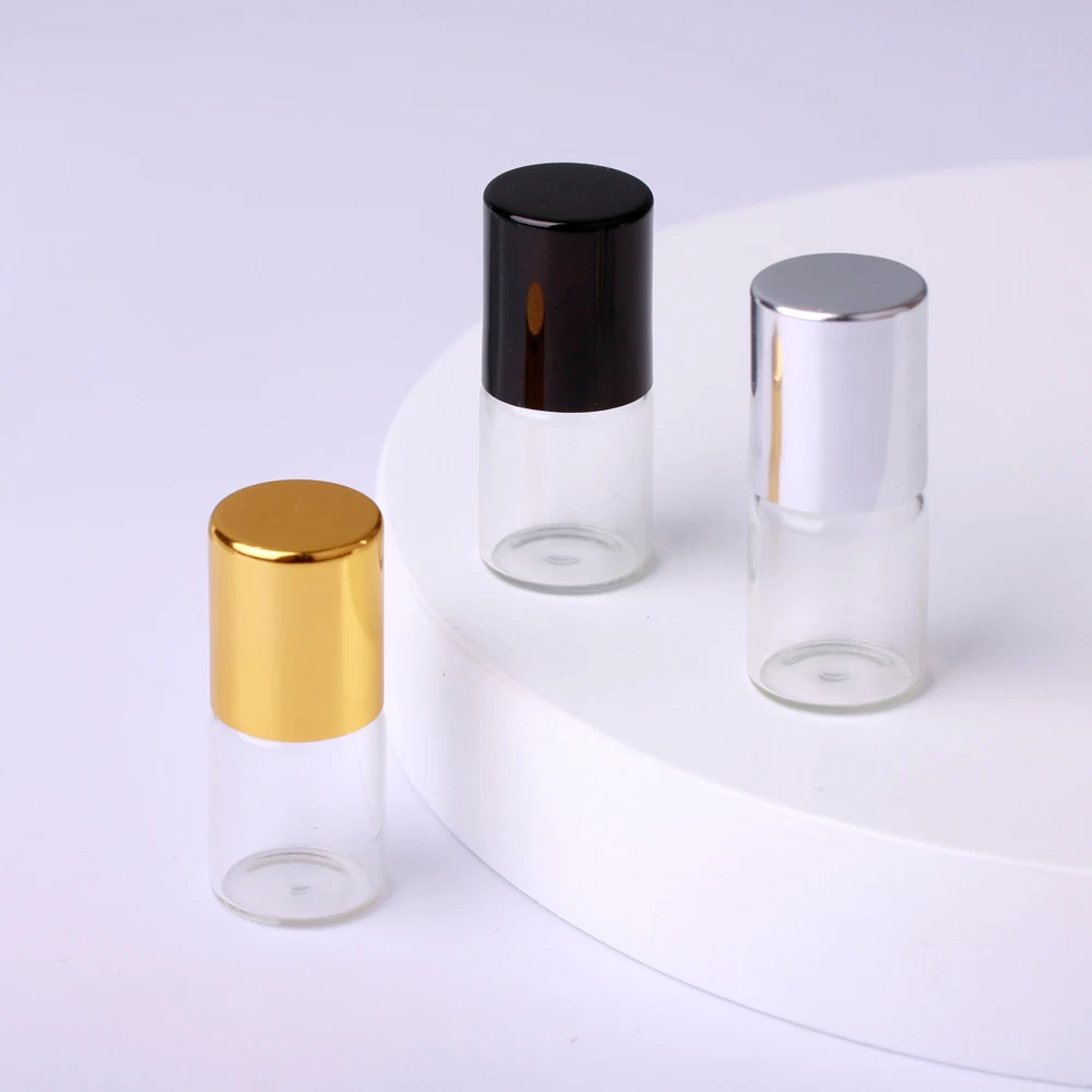 100 teile/los 2ml Ätherisches Öl Parfüm Flasche edelstahl und Glas Rolle Auf Langlebig Für Reise Kosmetische Container