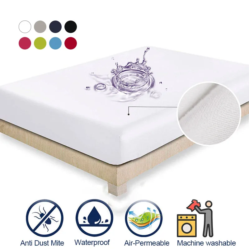 

Deep Pocket Bed Mattress Cover Queen Size Breathable Anti Dust Mite and Waterproof Bedspread for Kids Pets Adults Fitted Sheet