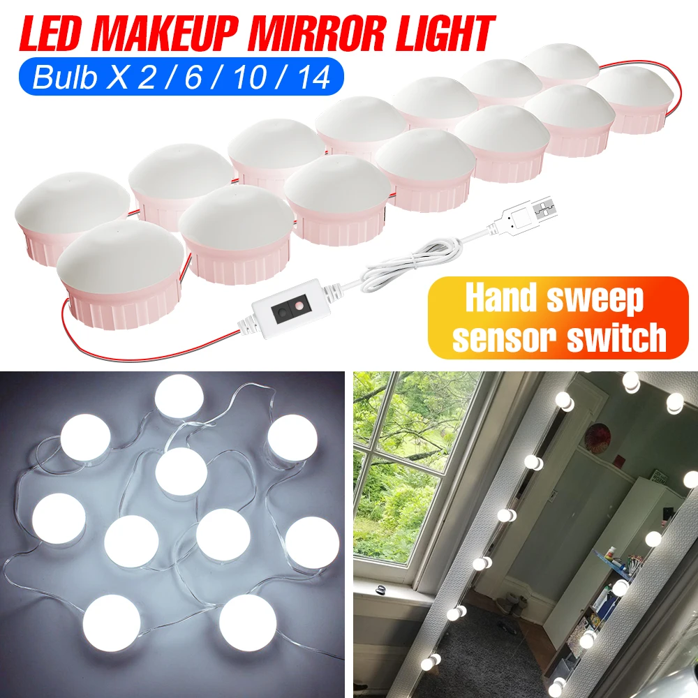 

5V Makeup Mirror Light Bulb LED Cosmetic Lamp USB Hollywood Vanity Fill Light Smart Sensor Bulb Dressing Table Lighting For Home