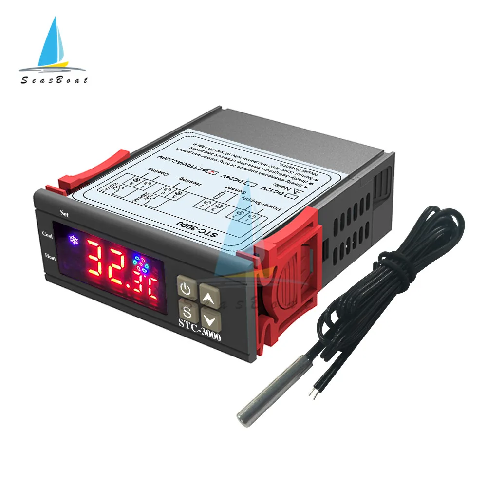 STC-3000 STC3000 Digital Temperature Controller Thermometer Thermostat Sensor Incubator Heating Cooling Switch 12V 24V 220V