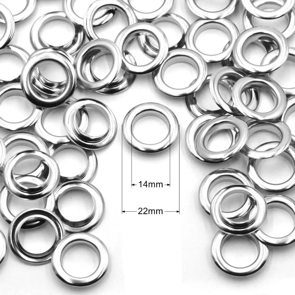 30sets 14mm Brass Material Silver Color Grommet Eyelet With Washer Fit Leather DIY Craft Shoes Belt Cap Craft Accessories