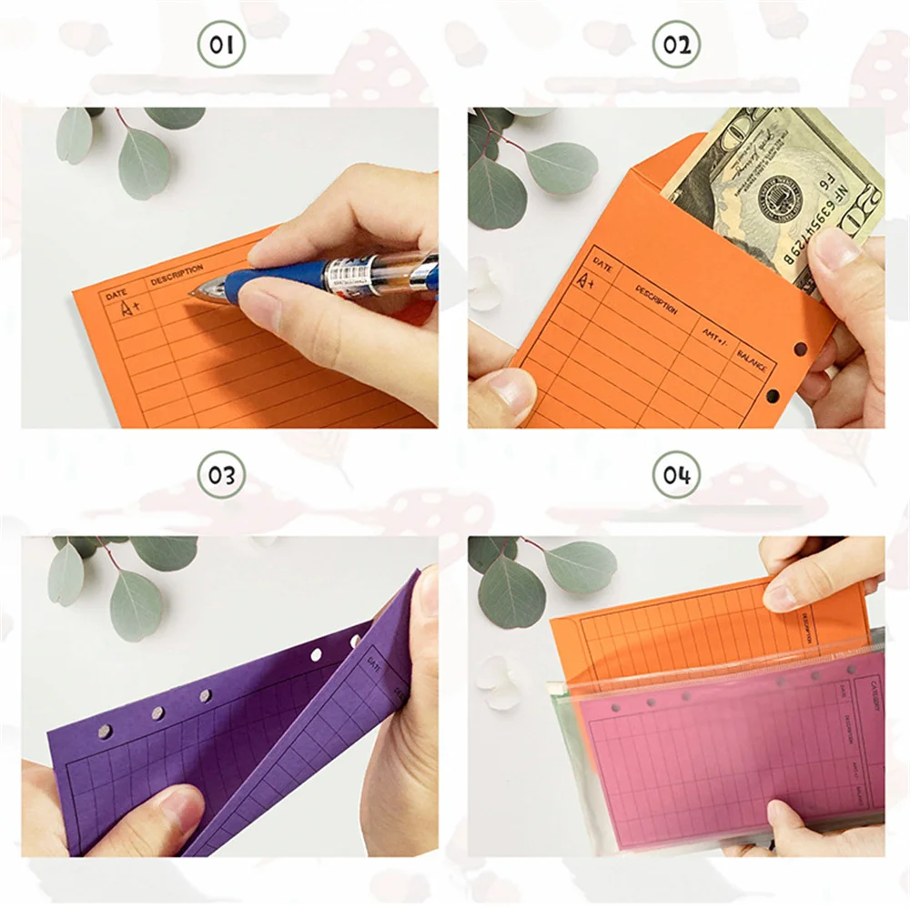 12pcs Budget Envelopes Cardstock Cash Envelope System For Money Saving Assorted Colorsvertical Layout Holepunched Bill Organizer