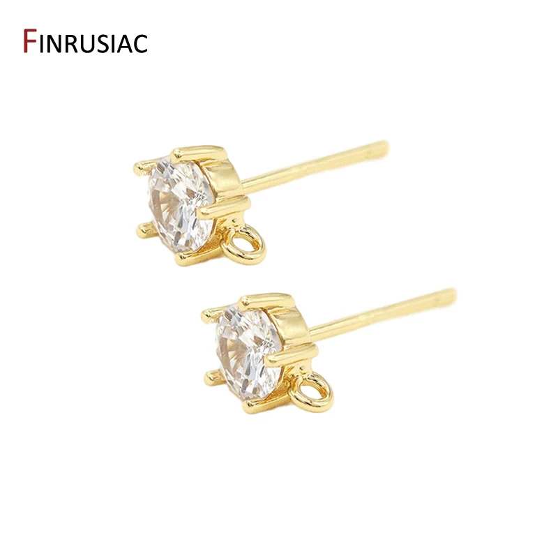 Handmade DIY Earring Making Supplies 14K Gold Plated Small Zircon Post Earrings Hooks Earring Findings Components