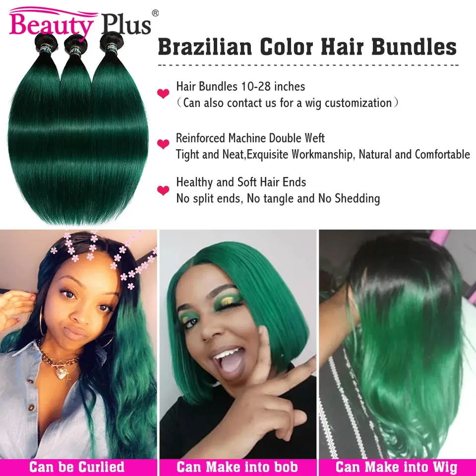 Teal Green Bundels Met Sluiting Ombre Menselijk Haar 3 Bundels Met Sluiting Remy Braziliaanse Steil Haar Weave En 4X4 Kant Sluitingen