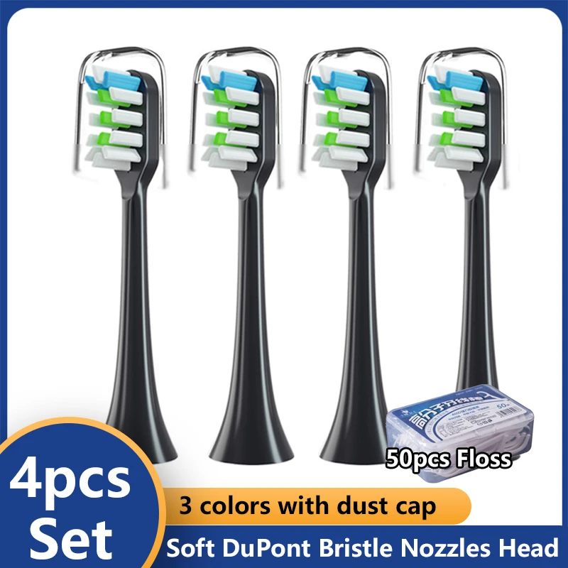 4pcs for SOOCAS X3/X3U/X5 Replacement Toothbrush Heads Clean Tooth Brush Heads Sonic Electric Toothbrush Soft Bristle Nozzles