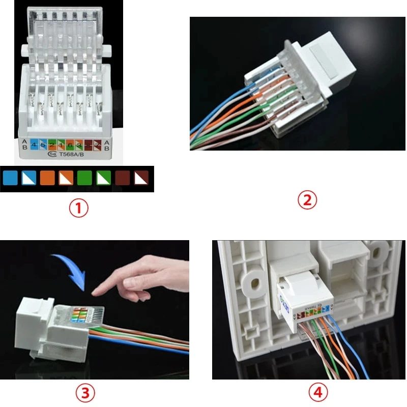 CAT6 RJ45 Insert Keystone Gigabit LAN Coupler Plug Standard T568A/B Network Module Slot For Internet Jack Ethernet Connector