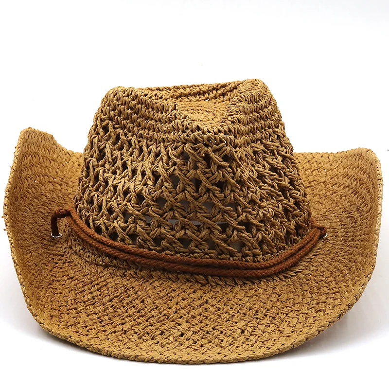 Western Cowboy Hat Men Panama Outdoor 2021 Summer Beach Cap Women Sombrero Vaquero Hombre Chapeu Wide brim Men\'s Straw Sun Hat