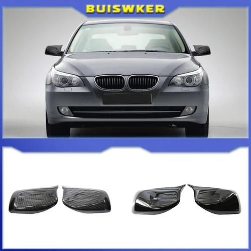 Tapa de la cubierta del espejo retrovisor de fibra de carbono/negro para BMW 5 Series E60 E61 E63 E64 2004-2008 520i 525i 528i 528xi 530i