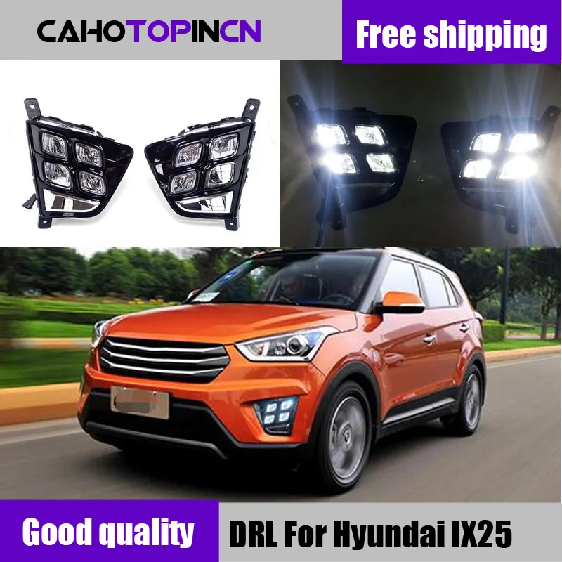 

Car Accessories Waterproof ABS 12V LED Daytime Running Light DRL Fog Lamp Decoration For Hyundai Creta IX25 2014 2015 2016