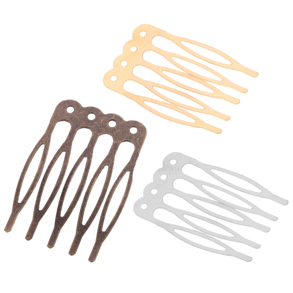 10pcs 5/10 Teeth DIY Metal Hair Comb Claw Hairpins Silver Gold Bronze Hair Comb Clip Craft Handmade Bridal Hair Jewelry Acc