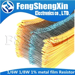 100 sztuk 1/6w 1/8w (0.125w) 1% metalu rezystor z folii 1R ~ 1M 2.2R 10R 22R 47R 51R 100R 150R 470R 1K 4.7K 10K 47K 1 2.2 10 22 47 51 100