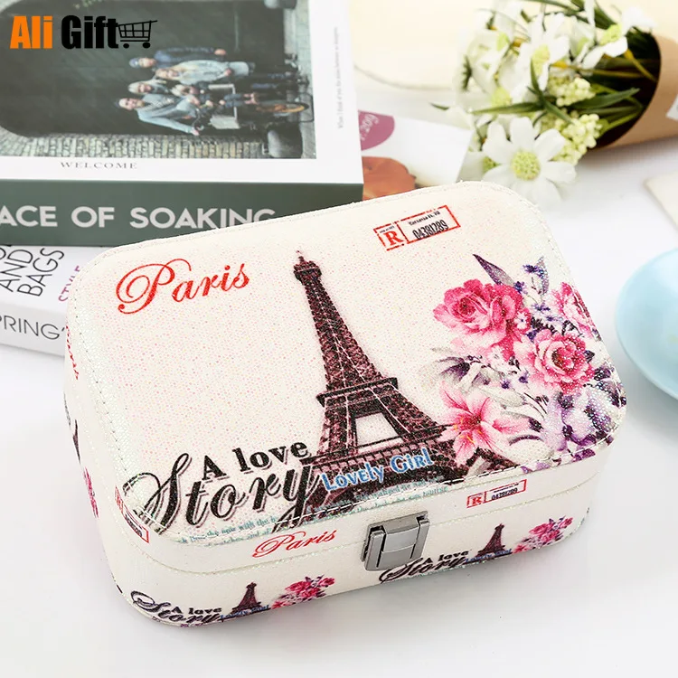 European Portable High-grade Jewelry Box Jewelry Box Pu Leather Jewelry Receiving Box Customization Makeup Organizer