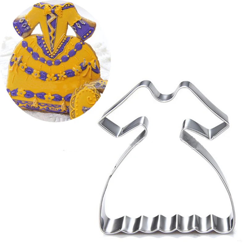 

1pcs Royal Court Dress Cookware Stainless Steel Cookie Cutter Fondant Cake Decoration Tools Kitchen Accessories Pastry Shop DIY