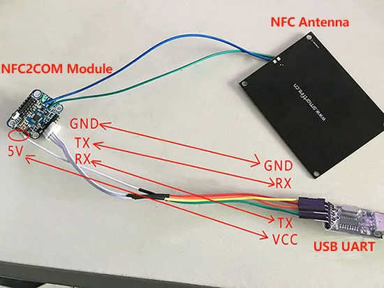 NFC2COM Module, UART NFC module P2P with phone, Card emulation Access control Payment Low power consumption