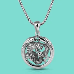 Vintage Original 925 Sterling Silver Necklace Men's Personality Dragon Pendant Box Chain 45-70CM Charm Jewelry Christmas Gift