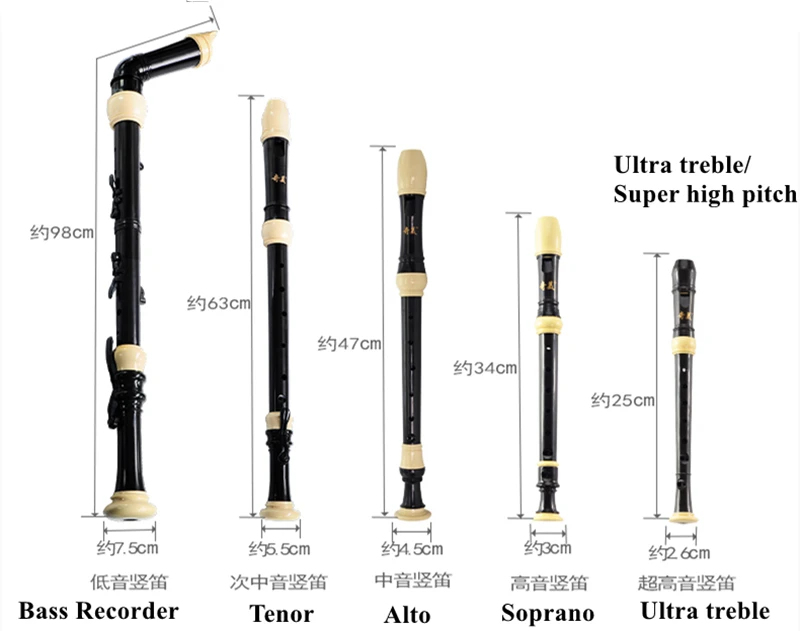 Professional Dizi Recorder Flute Set, Soprano, Alto, Tenor, Bass, Baroque, 8 Hole, Chinese Vertical Flute, Dizi Clarinet