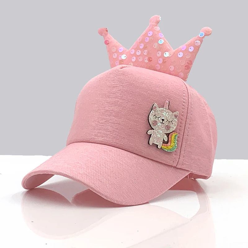 Spring/Summer Children's Cap Girl Crown Sequin Baseball Cap Snapback Bone Beautiful Kids Visor Hat