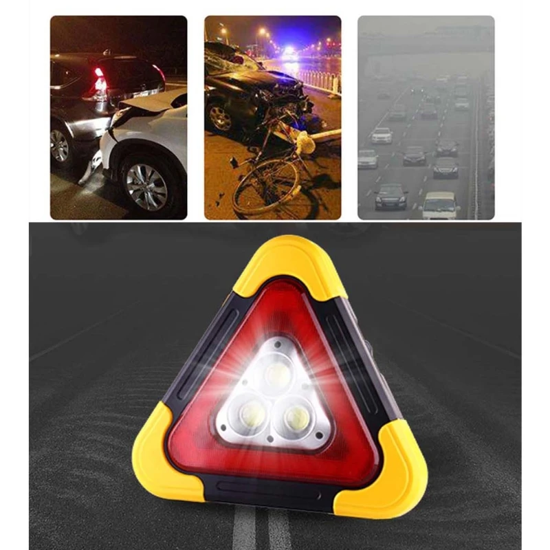 Segnale di avvertimento triangolare multifunzione luce di lavoro a LED per auto lampada di allarme di emergenza per la sicurezza stradale, luce lampeggiante su