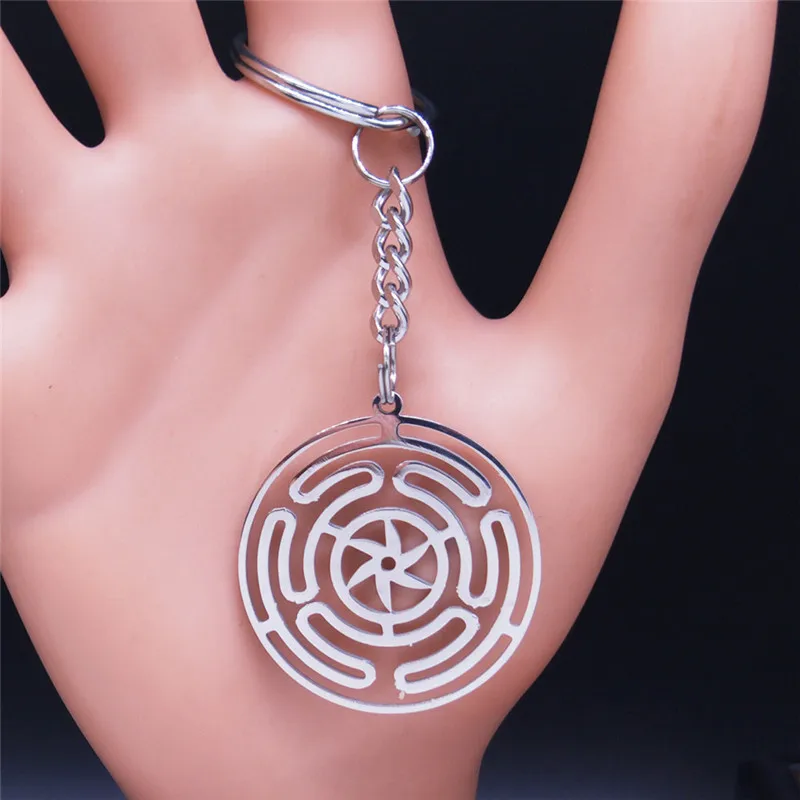 Hekate-Rad Schlüsselanhänger aus Edelstahl Strophalos Hekate Magisches Symbol Logo Charm PIN Schlüsselanhänger Schmuck llaveros K3046S03 – Detail 5