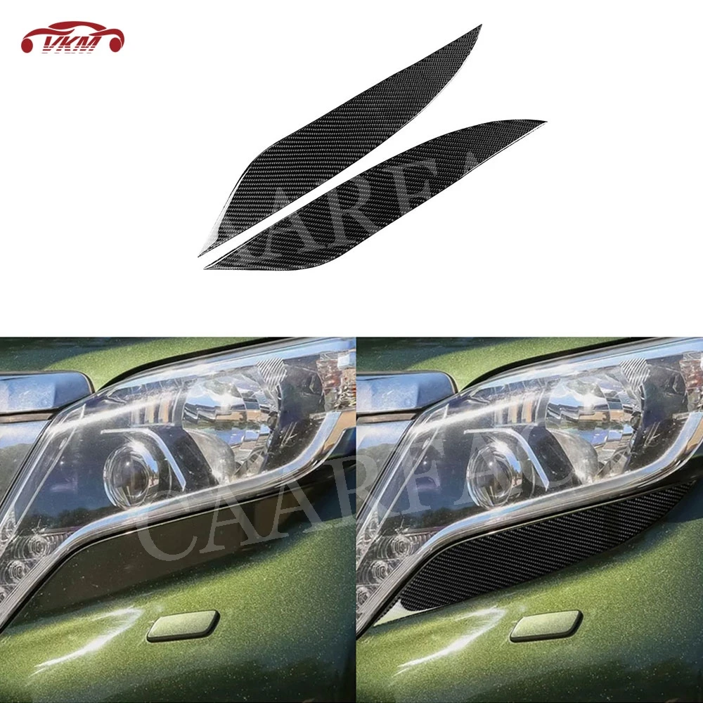 

Carbon Fiber Front Lamp Headlight Lower Eyelids Trim Cover Decorative Stickers For Toyota Land Cruiser Prado 2014-2017