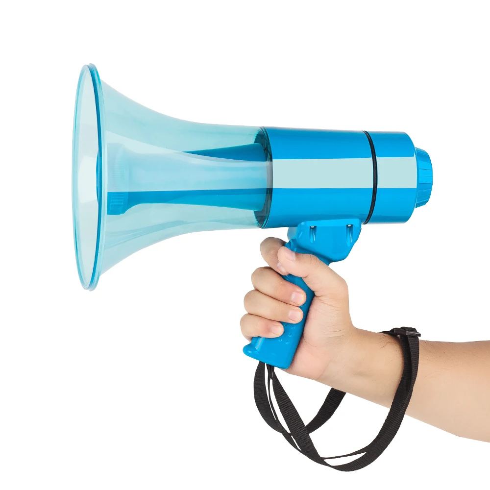 Waterproof Handheld Megaphone Speaker Bullhorn Voice and Siren Alarm Modes Volume Control with 1.5W Led Light