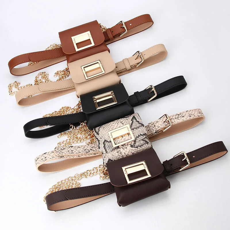 Belts Fashionable Versatile With Small Bags PU Leather Women's Belt With Detachable Bag Dress Decoration Clothing Accessories