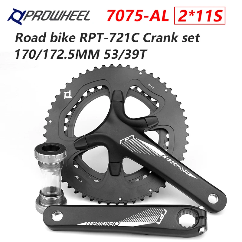 PROWHEEL Hollow Double Sprockets Road Bike Crank 110 BCD 130 BCD Bicycle Crankset Sprocket BB Folding bike170mm 53-39T 50-34T