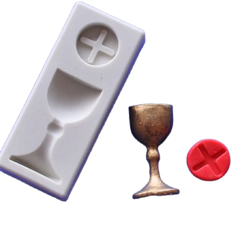 DIY Cake Tool Charlice Cup Baptism Trophy Silicone Mold Mould Romantic Communition Cup Cake Baking Icing Ice K249