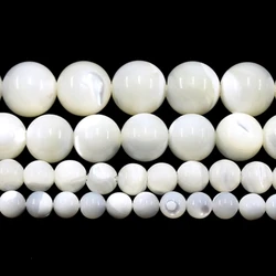 Natural Mother Of Pearl Trochus Shell White 4/6/8/10/12MM Round Loose Beads For Jewelry Making Bracelets Necklace Accessories