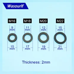 Wasourlf 10PCS M16 M18 M20 M22 수나사 암나사 통풍기 가스켓 고무 링 밀폐 씰 두께 2mm 물 액세서리