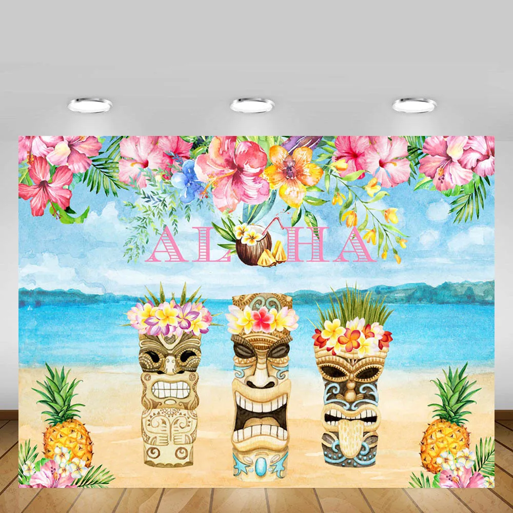 

Mehofond Photography Background Summer Aloha Floral Tropical Hawaiian Beach Baby Shower Birthday Party Backdrop Decor Photocall