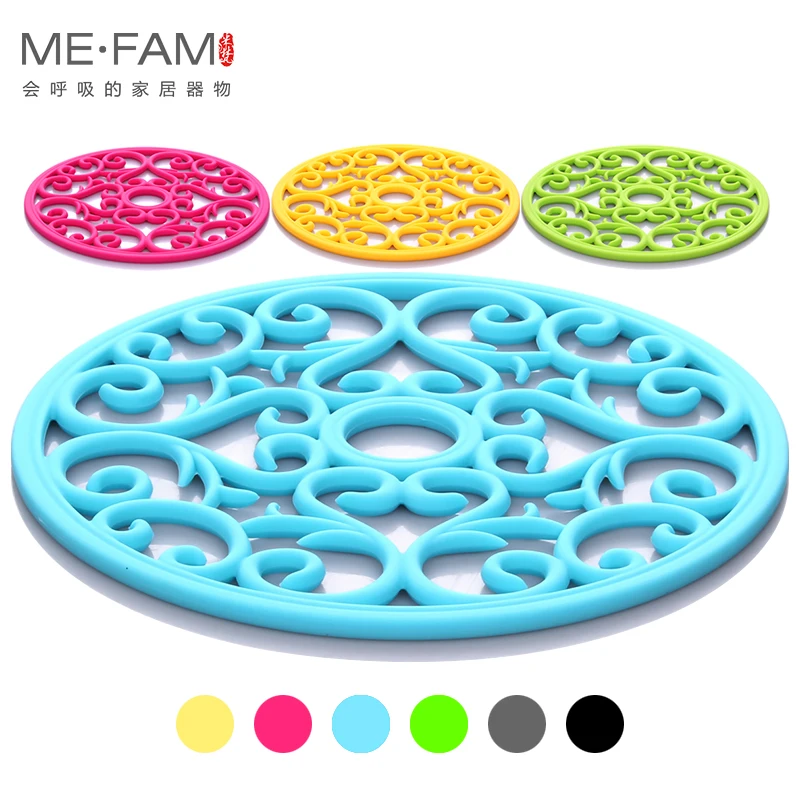 Silicone Multi-Use Hollow Carved Trivet Pot Pads Non Slip Anti Hot Durable Placemat Bowl Plate Mats Desktop Decorate Protection