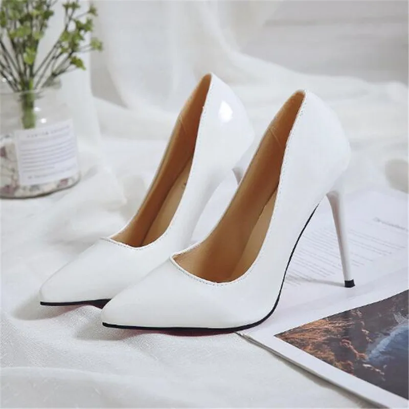 2024 Plus Size 34-44 HOT Women Shoes Pointed Toe Pumps Patent Leather Dress High Heels Boat Shoes Wedding Shoes Zapatos Mujer