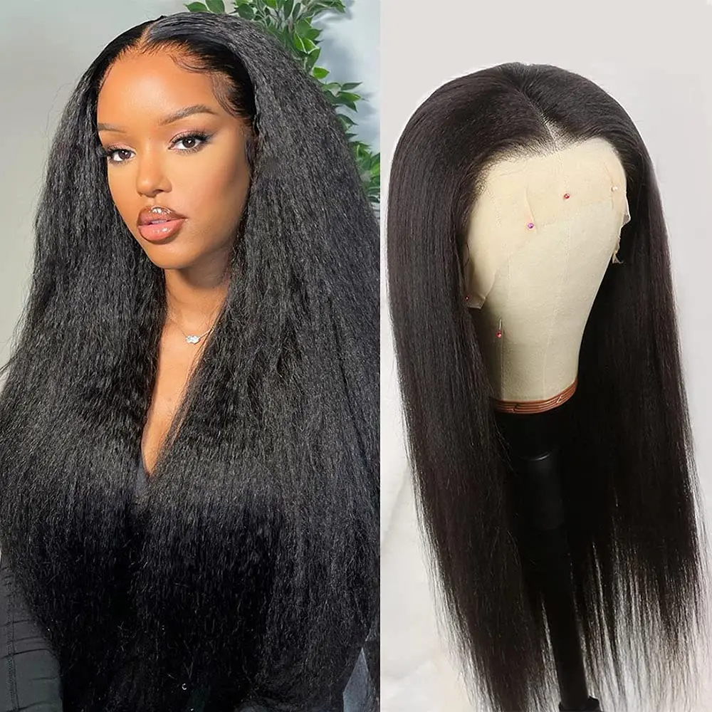 

Kinky Straight Wig 13*4 Lace Front Human Hair Wigs BEAUDIVA 4X4 Closure Wig Pre Plucked Yaki Straight Lace Frontal Wigs