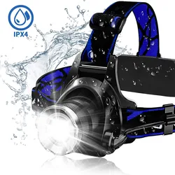 Headlamp Super Bright LED Headlamps 18650 Rechargeable Waterproof Head lamp Work Light, Hard Hat Light for Outdoors Fishing