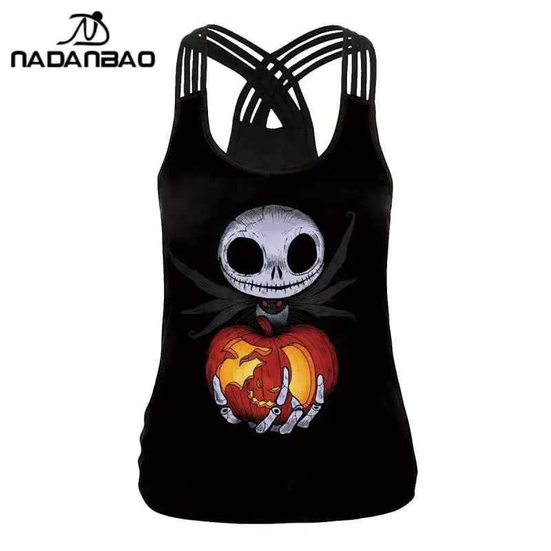 NADANBAO 2024 Summer Women Sling Top Shirt Hallowenn Gothic wprurighy Print Street Style canotte senza maniche Slim Sexy Vest femminile