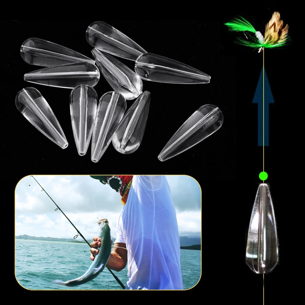 10 pcs Fishing Floating  Acrylic Bombarda Floats Sinking Sbirolino  Bombarda Trout Pose Floats Casting Lure Baits 3.5g