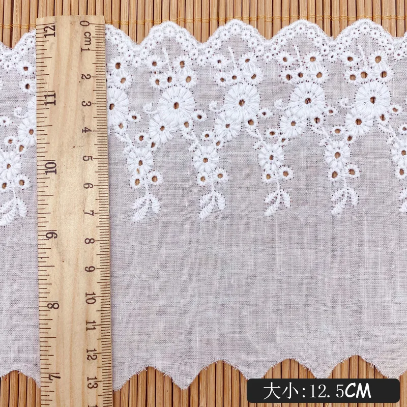 高級白綿刺繍フラワーレース襟生地縫製アップリケ DIY リボントリムブライダルギピュールロリータ布ドレス