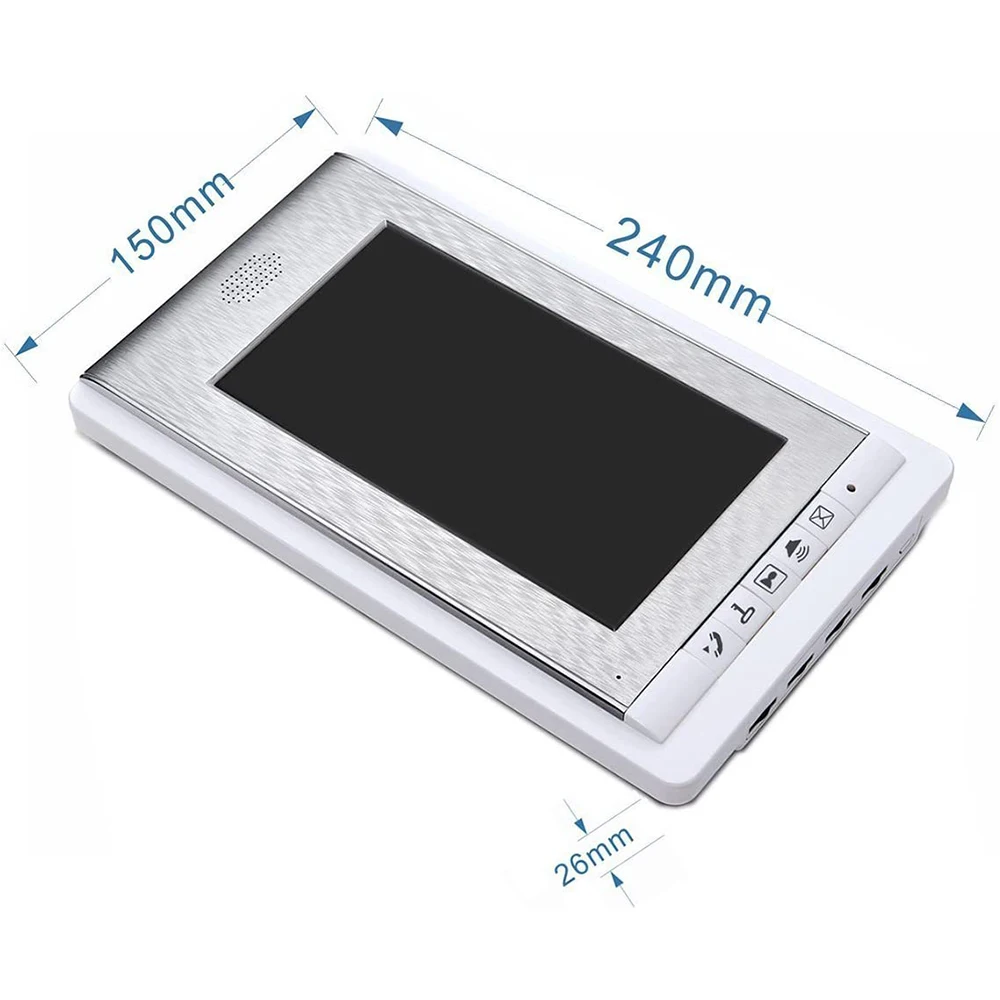 Sistema de timbre de vídeo con cable, 7 pulgadas, intercomunicador de teléfono de puerta con soporte de monitoreo, desbloqueo, intercomunicador de doble vía para villa