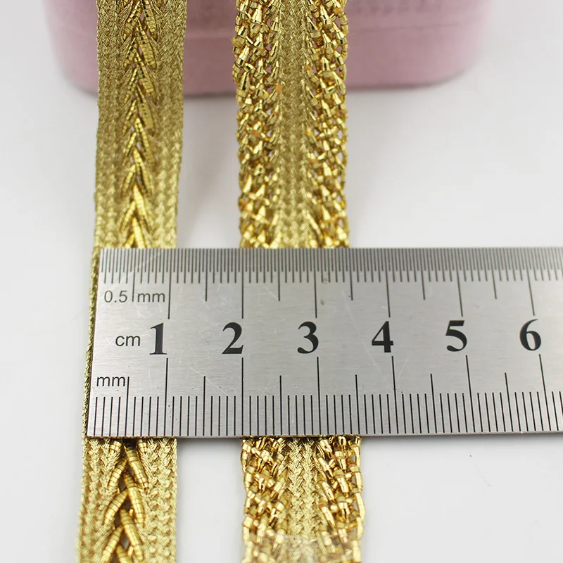 5 Yards 15mm Golden Webbing Gold Thread Lace Clothing Shoes and Hats Home Decoration Golden Sewing Accessories Trim ZD0370