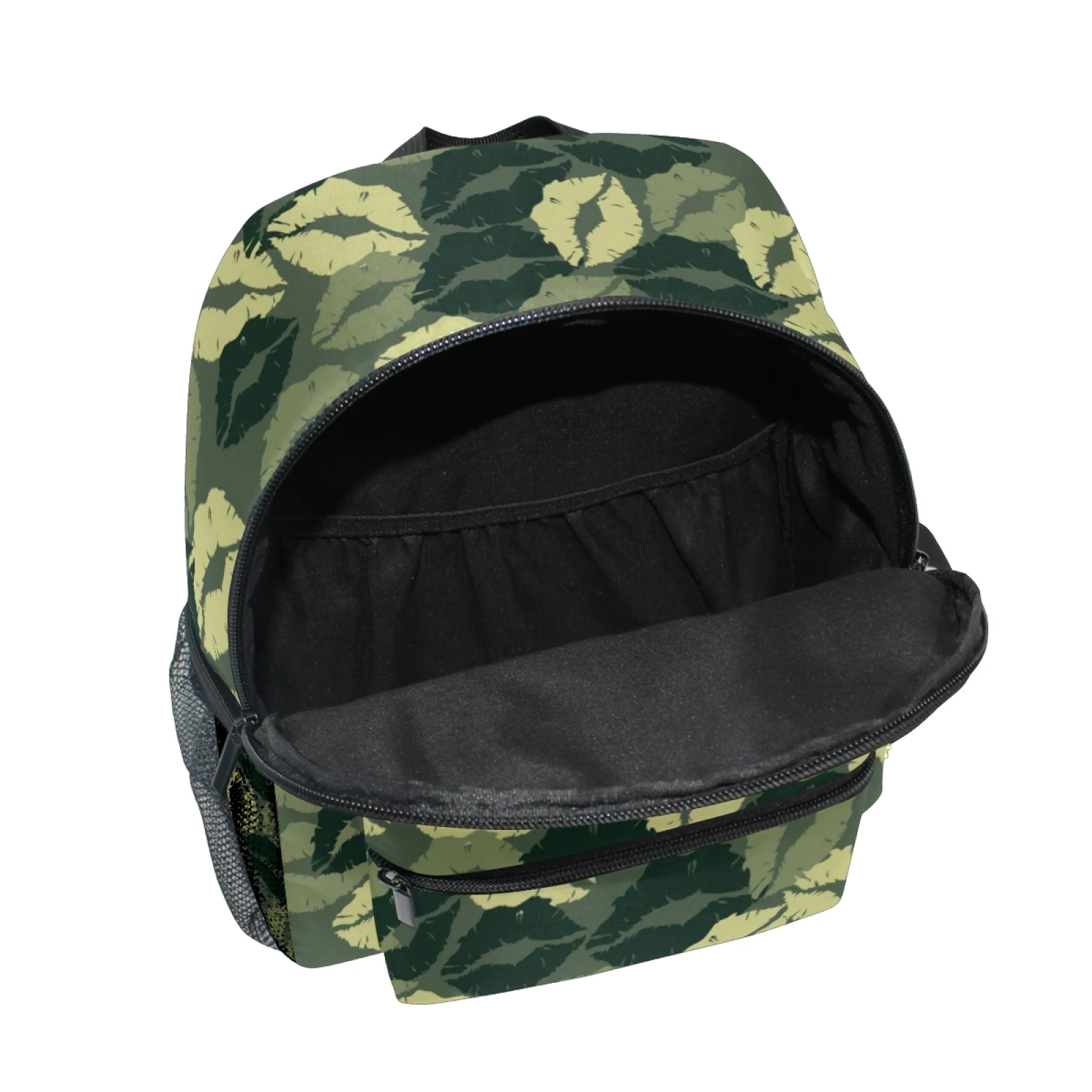 Mochila escolar fofa para crianças e bebês, bolsa para jardim de infância, para meninos e meninas, camuflagem com lábios verdes de beijo, novo, 2021