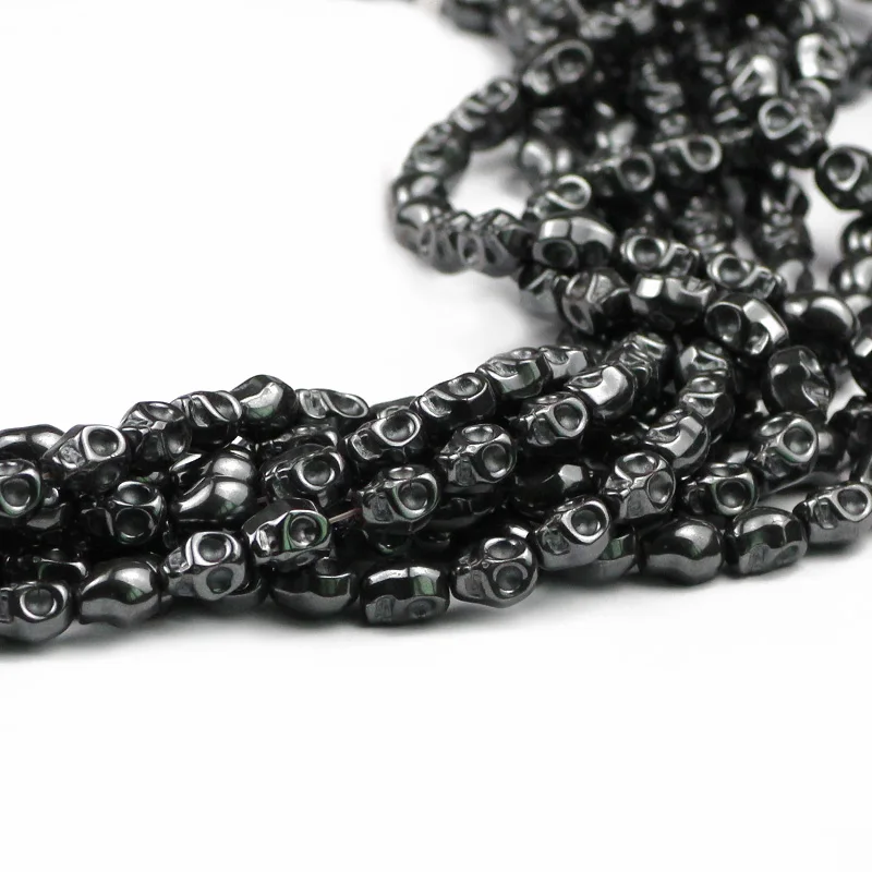 UPGFNK Natural Stone Skull Shape Black Hematite Spacer charm Loose Beads For Jewelry Making DIY Bracelet Necklace 4mm 6mm 8mm