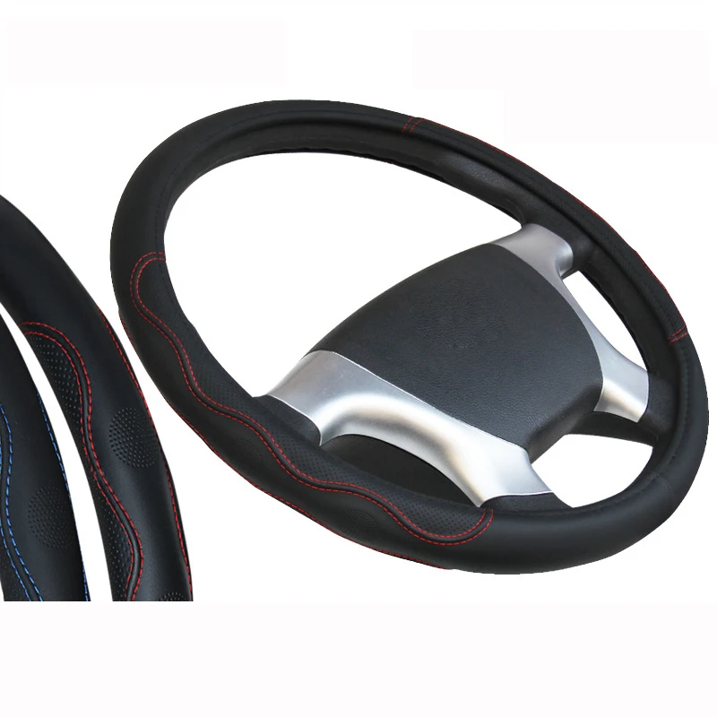 Car Truck PU Leather Embossed Steering Wheel Cover Steering-Wheel For Auto Diameters 36 38 40 42 45 47 50CM 7 Sizes to Choose