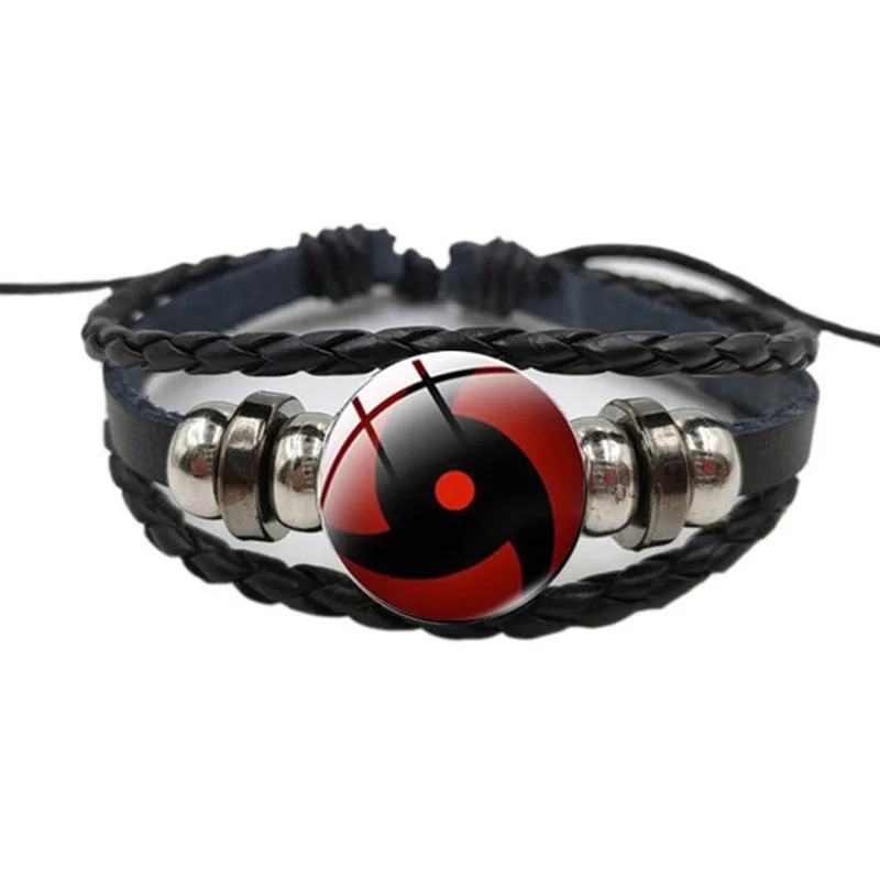 

1 Piece Of Writing Wheel Eye Bracelet Fashion Anime Black Braided Leather Bracelet Rinnegan Eye Glass Jewelry Cosplay Braided Br